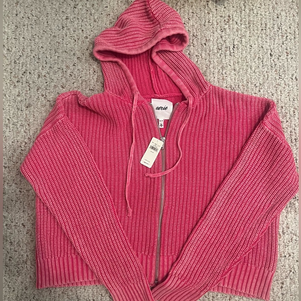 Aerie pink zip-up cardigan